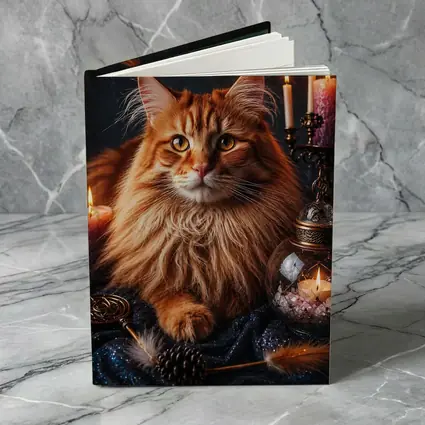 Maine Coon Cat Mystic Candles Crystal Setting