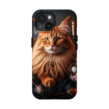 Maine Coon Cat Mystic Candles Crystal Setting