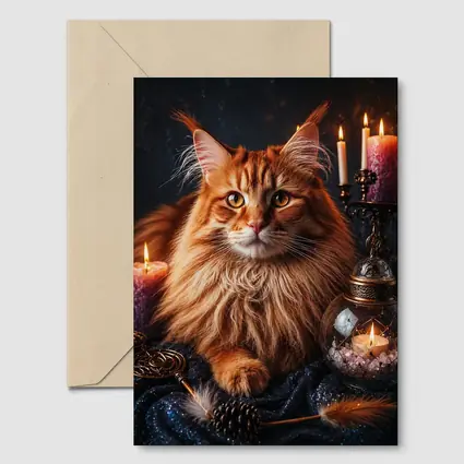 Maine Coon Cat Mystic Candles Crystal Setting