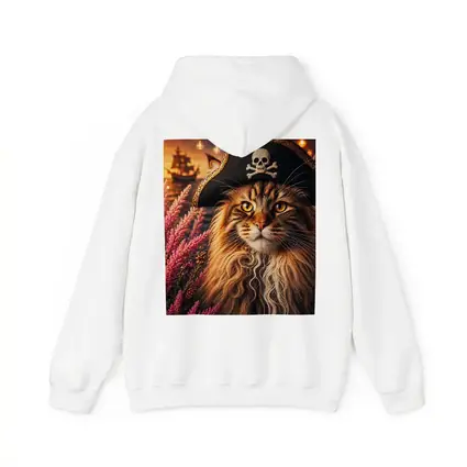 Maine Coon Pirate Cat Sunset Ship Scene