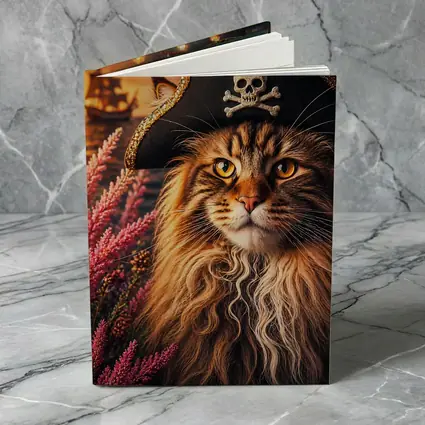 Maine Coon Pirate Cat Sunset Ship Scene
