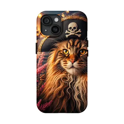 Maine Coon Pirate Cat Sunset Ship Scene