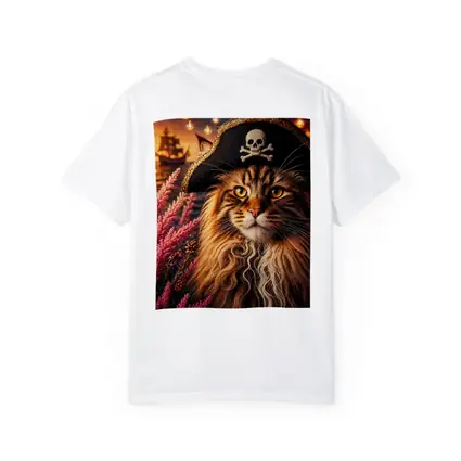 Maine Coon Pirate Cat Sunset Ship Scene