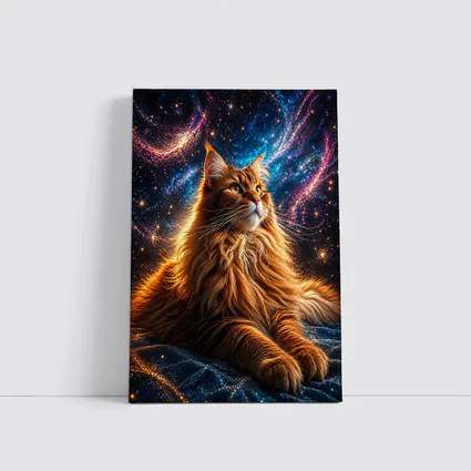 Maine Coon Cat Cosmic Galaxy Space Art