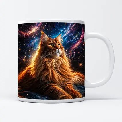 Maine Coon Cat Cosmic Galaxy Space Art
