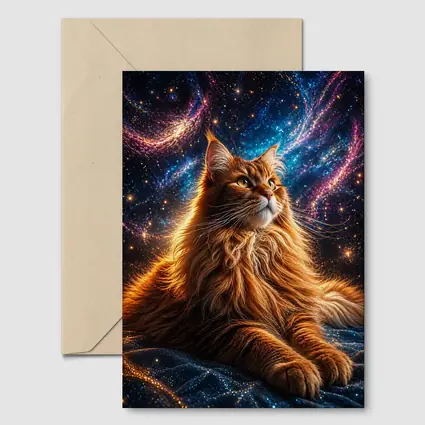 Maine Coon Cat Cosmic Galaxy Space Art
