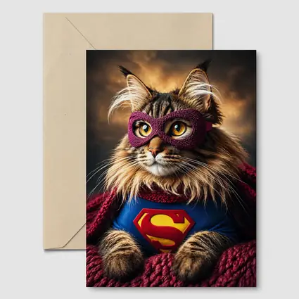Maine Coon Cat Superhero Costume Dark Sky