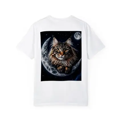Maine Coon Cat Resting On Crescent Moon