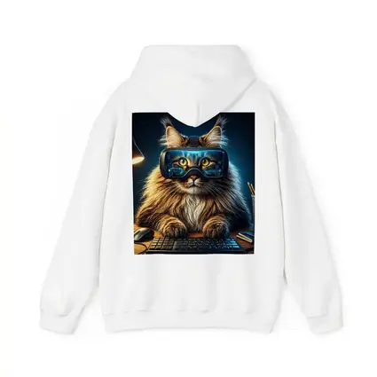 Maine Coon Cat Wearing VR Headset Gaming