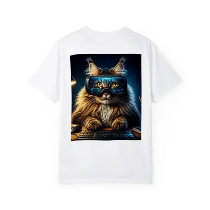 Maine Coon Cat Wearing VR Headset Gaming