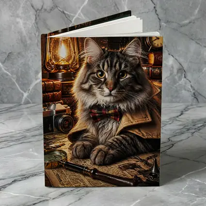 Maine Coon Detective Cat Vintage Study