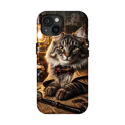 Maine Coon Detective Cat Vintage Study