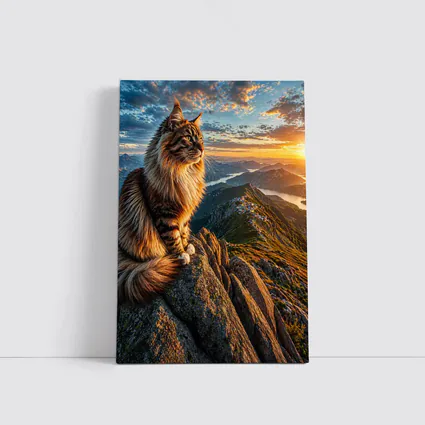 Maine Coon Cat Mountain Summit Sunset View