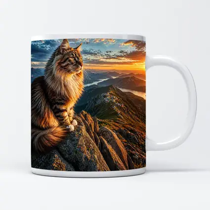 Maine Coon Cat Mountain Summit Sunset View