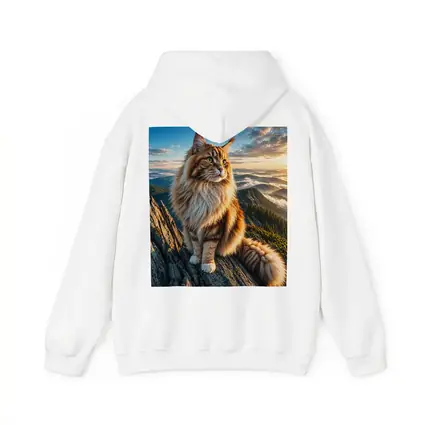 Maine Coon Cat on Mountain Summit Sunset