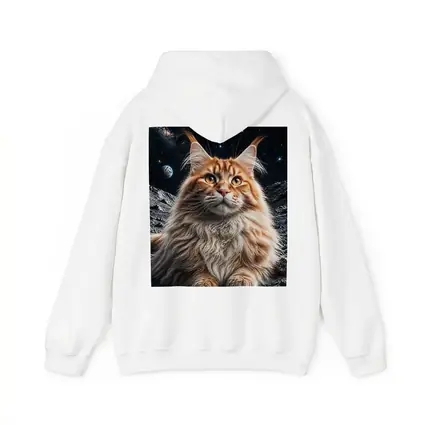 Maine Coon Cat Sitting On Moon Stars