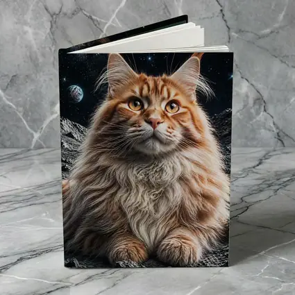Maine Coon Cat Sitting On Moon Stars