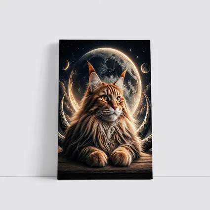 Maine Coon Cat Moon Space Night Sky