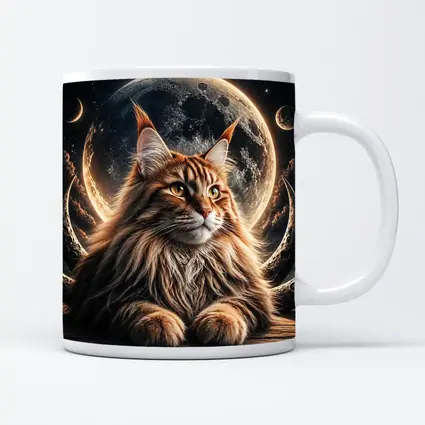 Maine Coon Cat Moon Space Night Sky