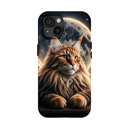 Maine Coon Cat Moon Space Night Sky