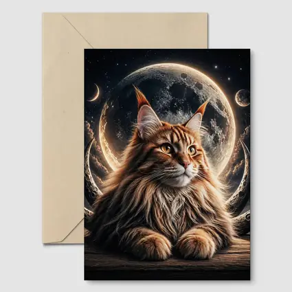 Maine Coon Cat Moon Space Night Sky