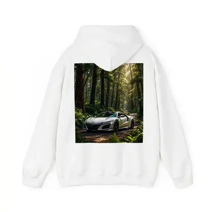 White Honda NSX Parked in Sunlit Forest
