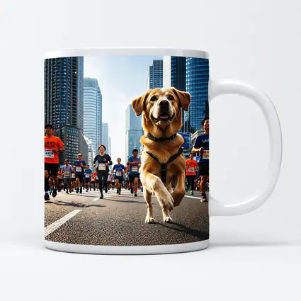 Golden Retriever Running City Marathon Race