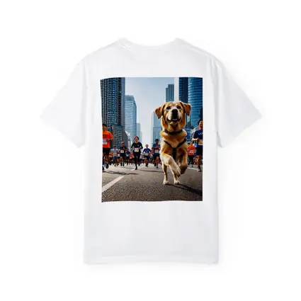 Golden Retriever Running City Marathon Race