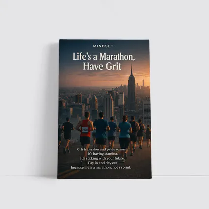 Life Marathon Grit Mindset Runners City Skyline