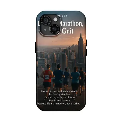 Life Marathon Grit Mindset Runners City Skyline