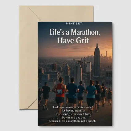 Life Marathon Grit Mindset Runners City Skyline