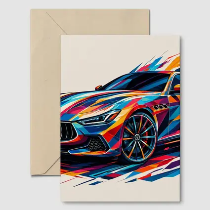 Maserati Ghibli Colorful Abstract Art Print