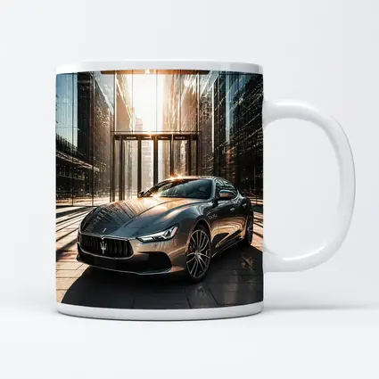 Maserati Ghibli Gray Sedan Glass Building