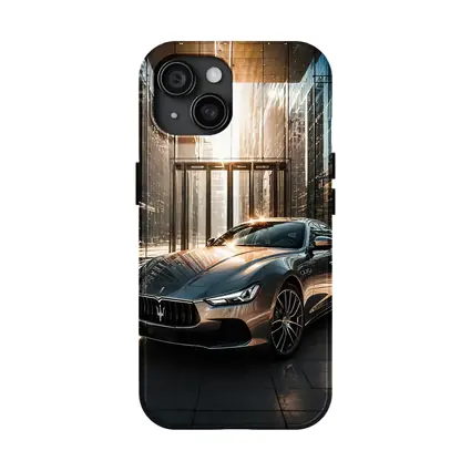 Maserati Ghibli Gray Sedan Glass Building