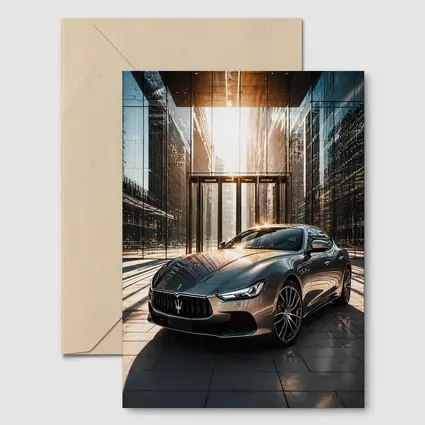 Maserati Ghibli Gray Sedan Glass Building