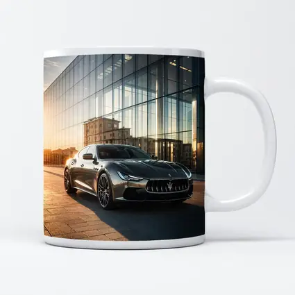 Maserati Ghibli Gray Glass Building Sunset