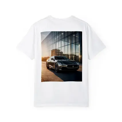 Maserati Ghibli Gray Glass Building Sunset