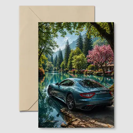 Maserati GranTurismo Parked By Lakeside Forest