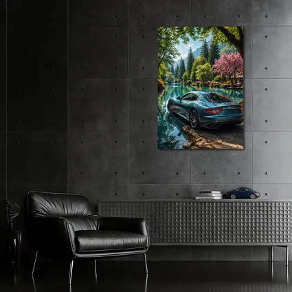 Maserati GranTurismo Parked By Lakeside Forest