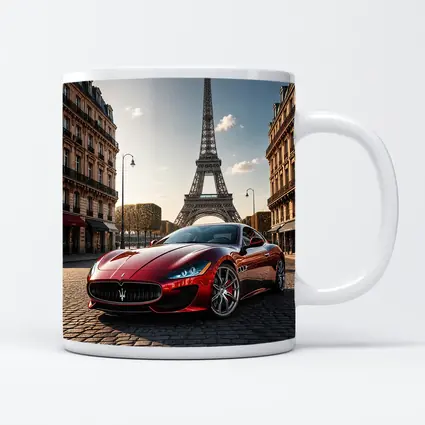 Maserati GranTurismo Red Car Paris Eiffel Tower