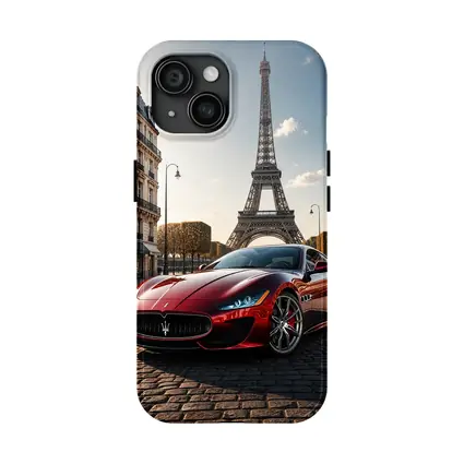 Maserati GranTurismo Red Car Paris Eiffel Tower