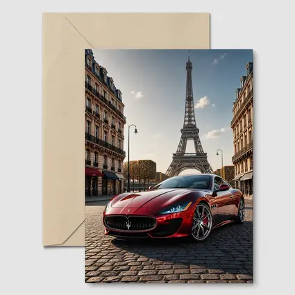 Maserati GranTurismo Red Car Paris Eiffel Tower