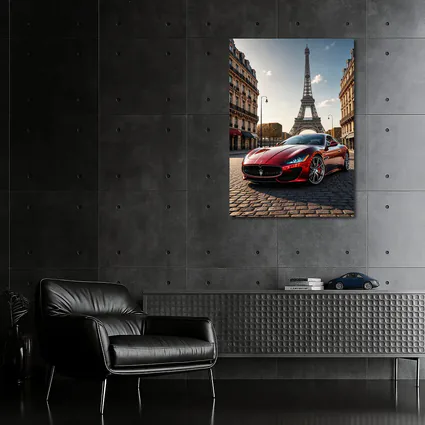 Maserati GranTurismo Red Car Paris Eiffel Tower