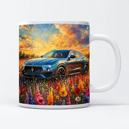 Maserati Levante Blue SUV Wildflower Field Painting