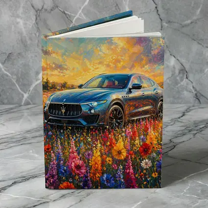 Maserati Levante Blue SUV Wildflower Field Painting