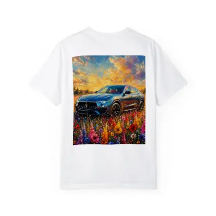 Maserati Levante Blue SUV Wildflower Field Painting