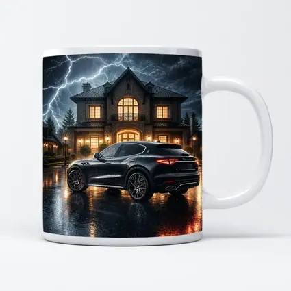 Maserati Levante Black Stormy Night Mansion