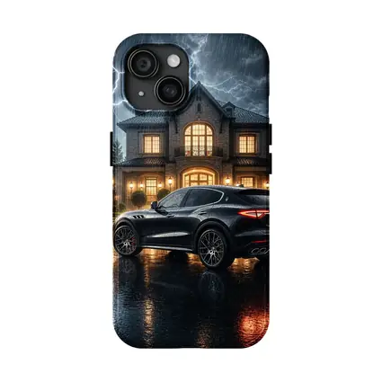 Maserati Levante Black Stormy Night Mansion
