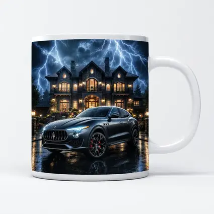 Maserati Levante Dark Stormy Night Mansion