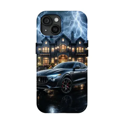 Maserati Levante Dark Stormy Night Mansion